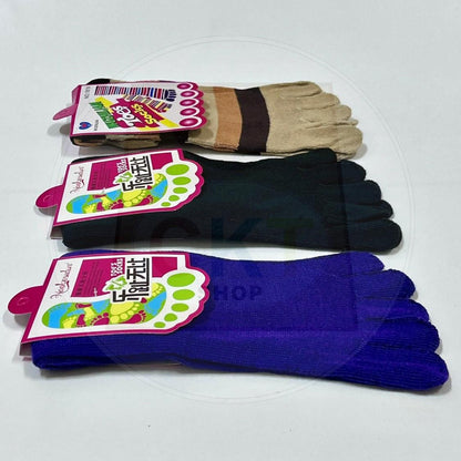 Breathable Non-slip Cotton Split Toe Ladies Five Finger Socks Yoga Socks Floor Socks Stoking Jari Outdoor Green Family