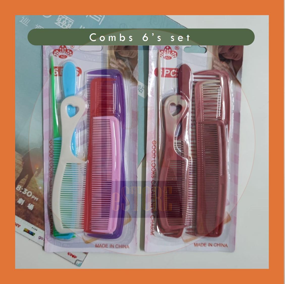 Hair Comb 6s set 6 in 1 Hairdressing Styling Family Jimat Pack Fine-tooth Salon Plastic Combs Beauty Tools Sikat Rambut