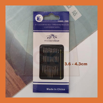 One Second-Needles Self Threading Needles Hand Sewing 12s Set Jarum Buta