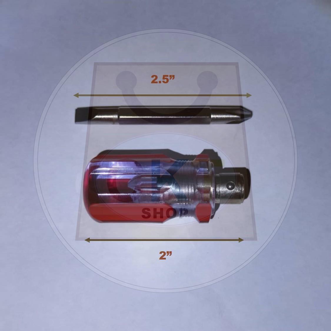 2 in 1 Mini 2 Way Screw Driver Dual Function Short/Long Cross Shaped Screw Driver Slotted Screwdriver Pemutar Skru
