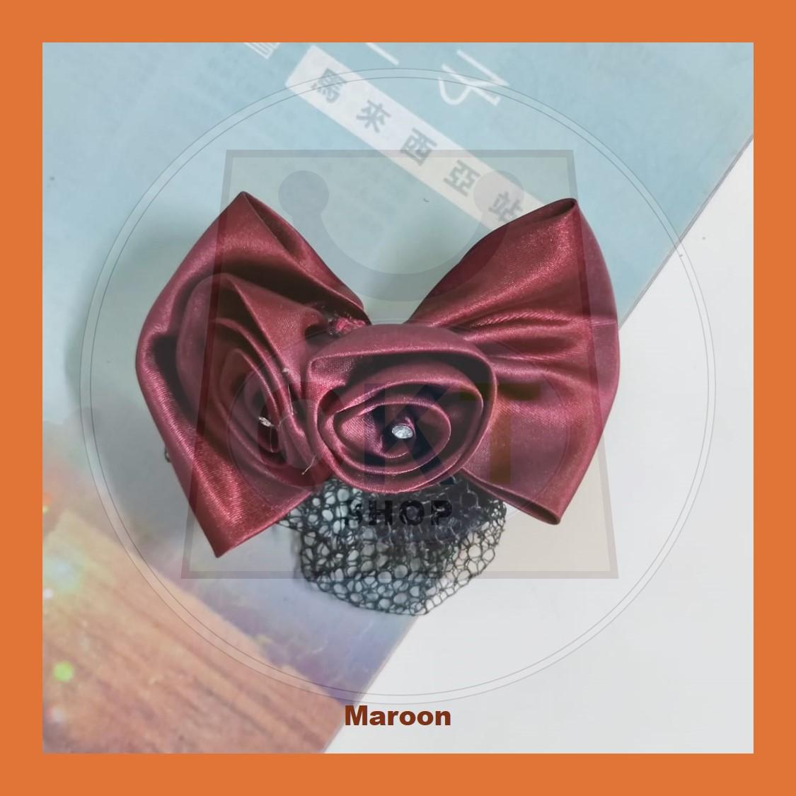 Professional Head Flower Hairpin Headgear Satin Bow Net Bag Hair Clip Bow Nurse Hotel Bank Work Hair Clip