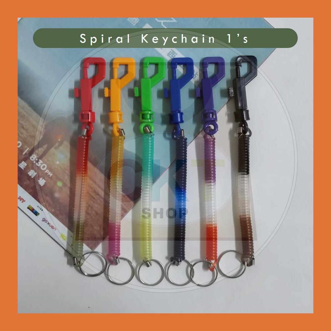 Spiral Stretch Retractable Plastic Spring Coil Colorful Flexible Hanging Stretch Cord with Plastic Lobster Clasp 0.7cm