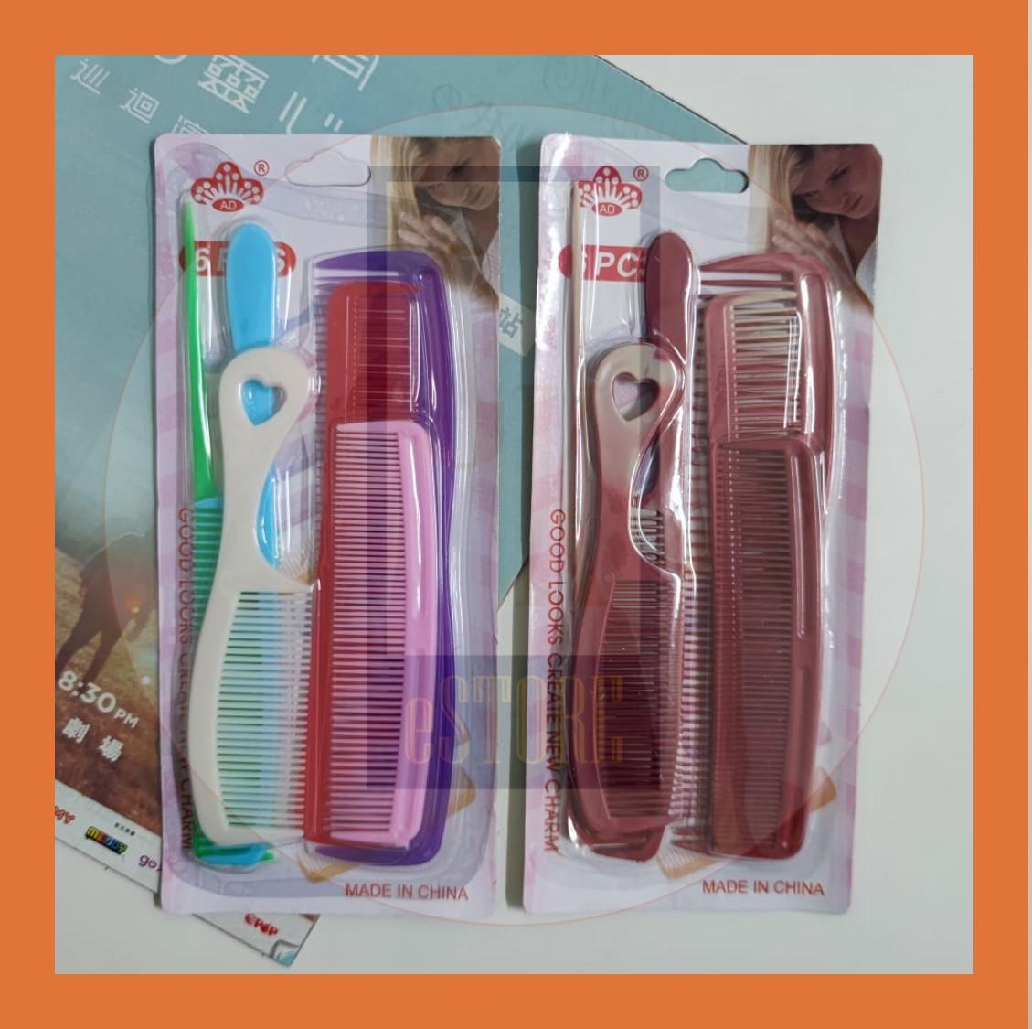 Hair Comb 6s set 6 in 1 Hairdressing Styling Family Jimat Pack Fine-tooth Salon Plastic Combs Beauty Tools Sikat Rambut