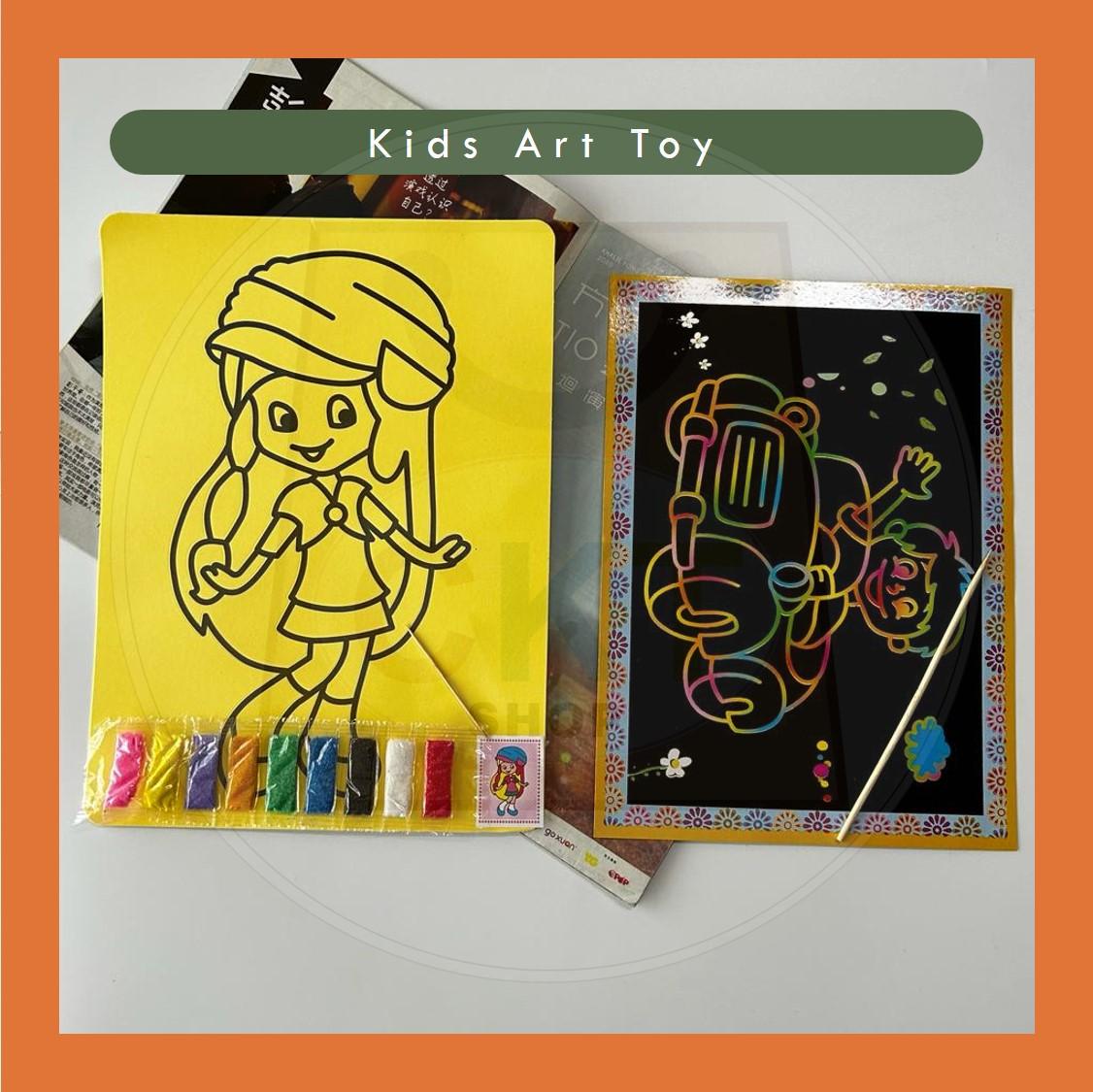 Colourful Scratch Art Card Diy Party Gift Card DIY Children Fun Art Kid DIY Art Craft Kraf Tangan