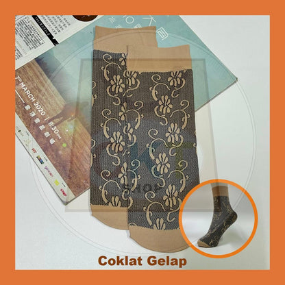 Stokin Berenda Bunga Wanita | Renda Cantik Corak Flora | Gaya Harian & Office Look | Stokin Muslimah Bergaya Moden