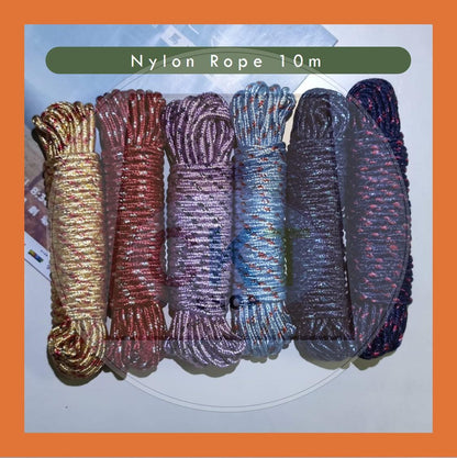 Tent Rope 10m Tali Khemah Multi-functional Nylon Anti-slip Wind-proof Clothesline 10 meter Outdoor Sun Drying Rope
