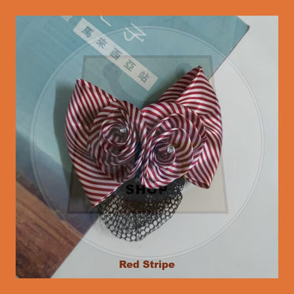 Professional Head Flower Hairpin Headgear Satin Bow Net Bag Hair Clip Bow Nurse Hotel Bank Work Hair Clip