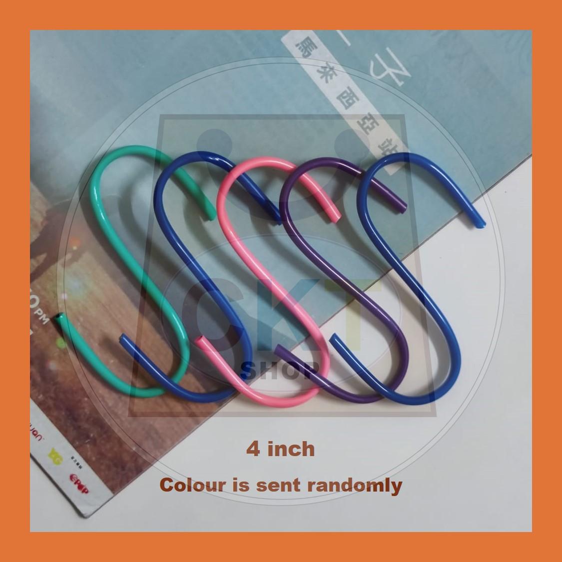 4" and 6 inches 5's Quality Household S Shape Colourful Hook / S Hooks / Cangkuk S / S  Metal S hooks rubber coating