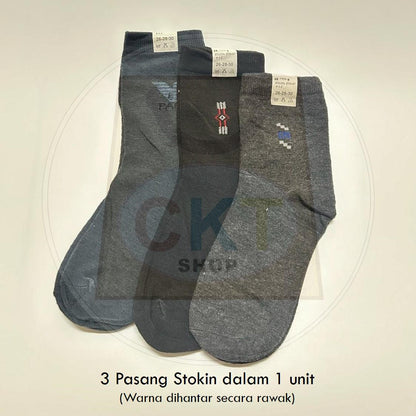 3 Pasang Stoking Kerja Lelaki Stokin Panjang Hitam Men Socks Office Long Black Sock