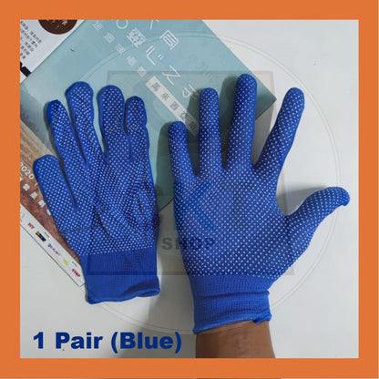 Black Gloves Dot Fishing Ricefield Eel Labor Protection Sarung Tangan Kain Bintik Getah Anti Slip Sport Gardening