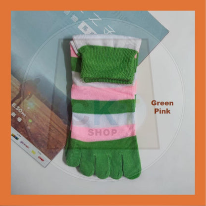 Breathable Non-slip Cotton Split Toe Ladies Five Finger Socks Yoga Socks Floor Socks Stoking Jari Outdoor Green Family