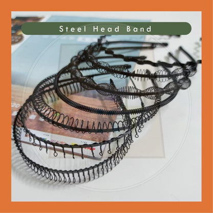 Women Men Unisex Black Hair Band Hairband Steel Metal Cekak Rambut Hitam Besi Gulung Spring Hair Band