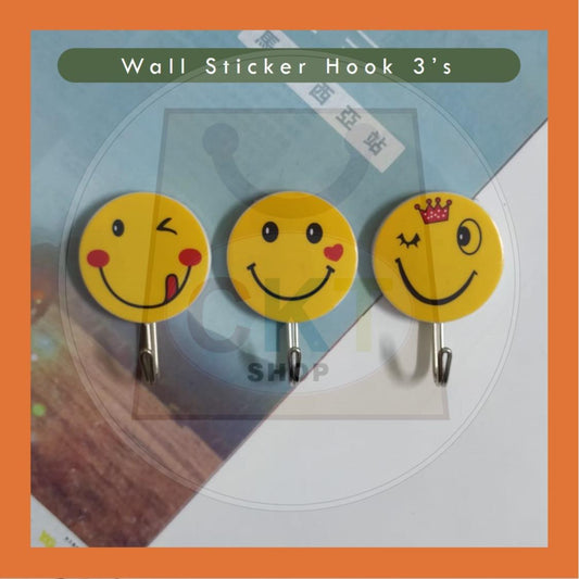 Cute Creative Hook Free Punch Wall Sticker Seamless Hook Key Placement Classification For Kitchen Bathroom (3 PCs)